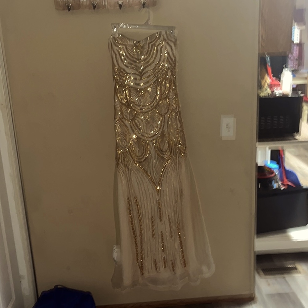CREAM COLORED MARDI GRAS BALL DRESS